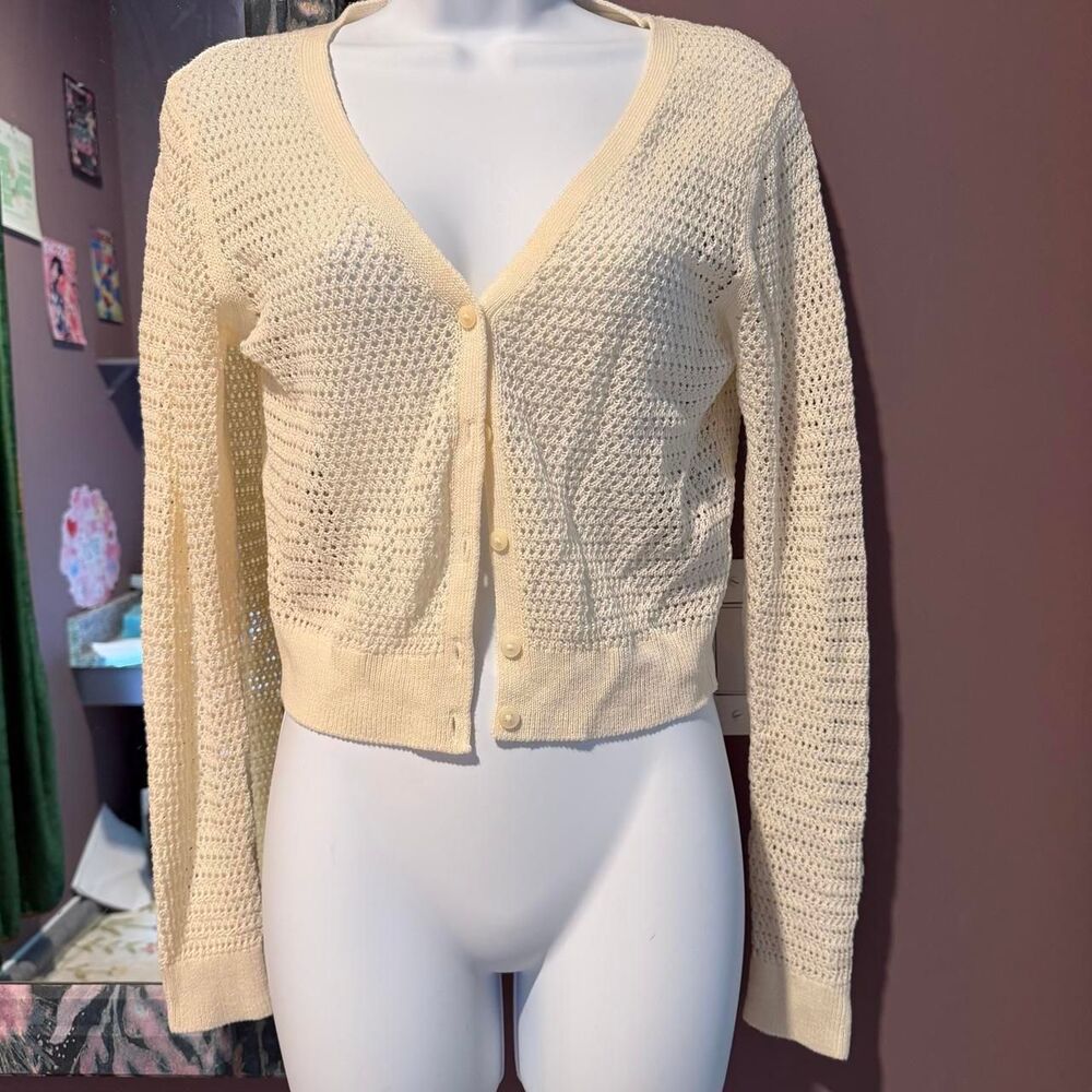 Uniqlo Women's Yellow and Cream Cardigan
